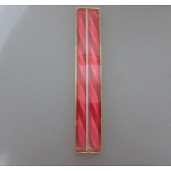 Red & White 12" Candy Cane Column Candles Striped Taper Set of 2 Vintage NEW - Picture 2 of 4